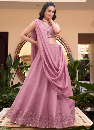 Amazing Onion pink Designer Bollywood silk Bridal and party lehenga choli